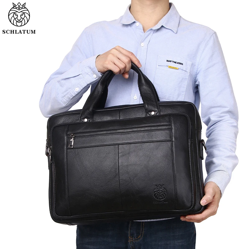 Schlatum Business Herren Aktentasche Echt leder Herren tasche offizielle Tasche 16 Zoll Handheld Schulter Computer tasche