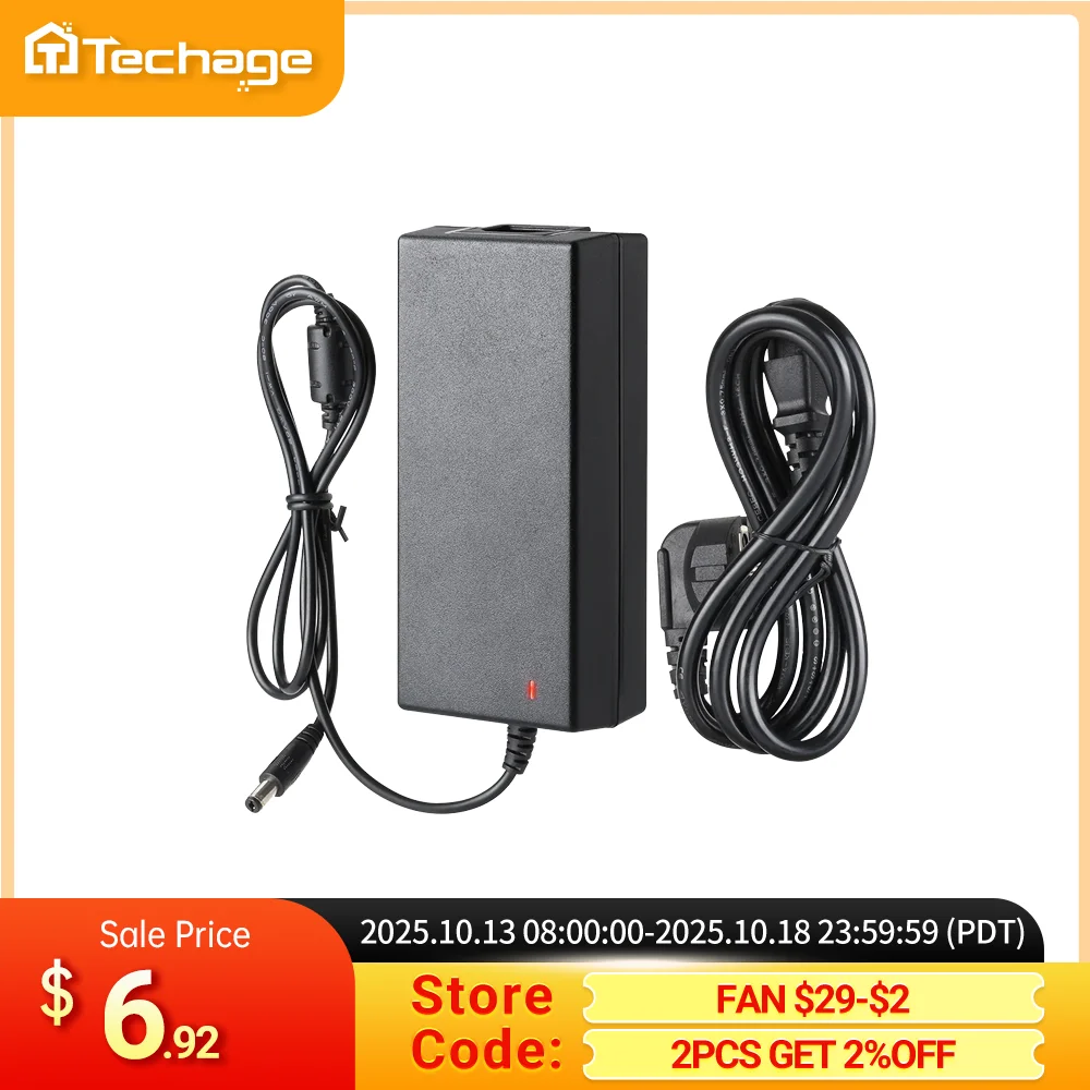 Techage 52V 2.5A fuente de alimentación AC 100-240V adaptador de corriente cargador de pared DC 5,41mm enchufe UE/AU/REINO UNIDO/EE. UU. Para seguridad CCTV POE NVR