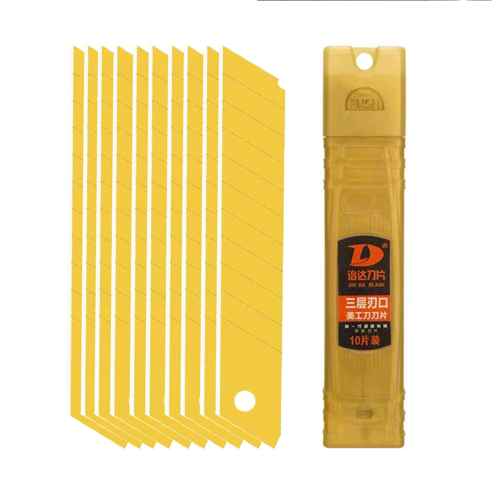 50PCS Titanium Alloy Upgraded Gold Utility Knife Blade Thickened 0.6mm Material Is Sharp And Durable 18mm*100mm Art Blades
