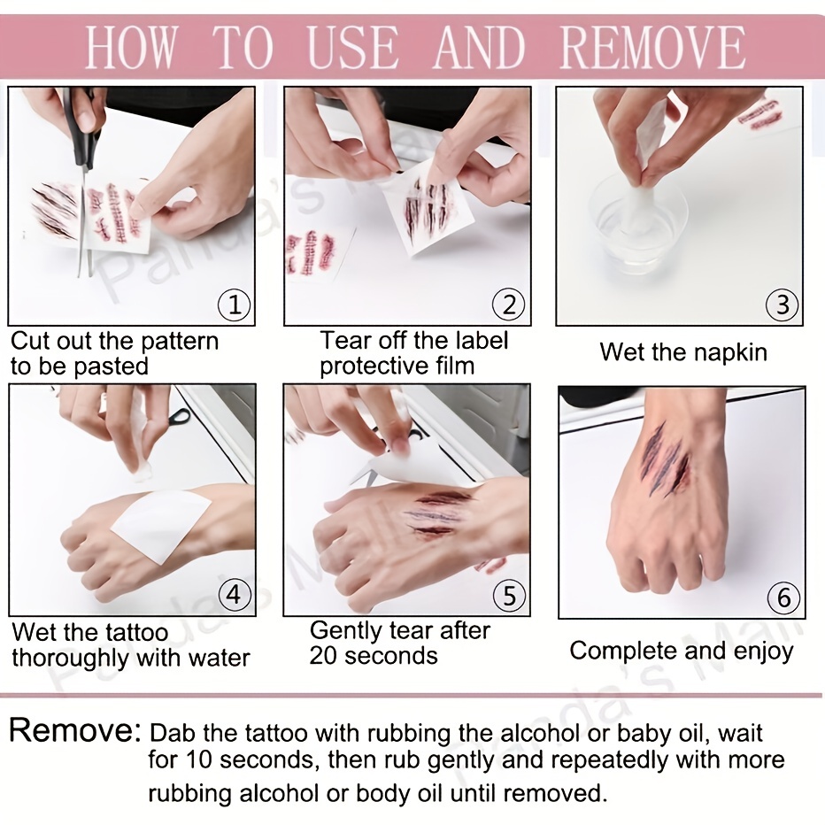 10 個 3D 偽の傷跡タトゥーステッカーボディフェイスリアルなかさぶた一時的な入れ墨ハロウィンホラー創傷流血 DIY メイクステッカー