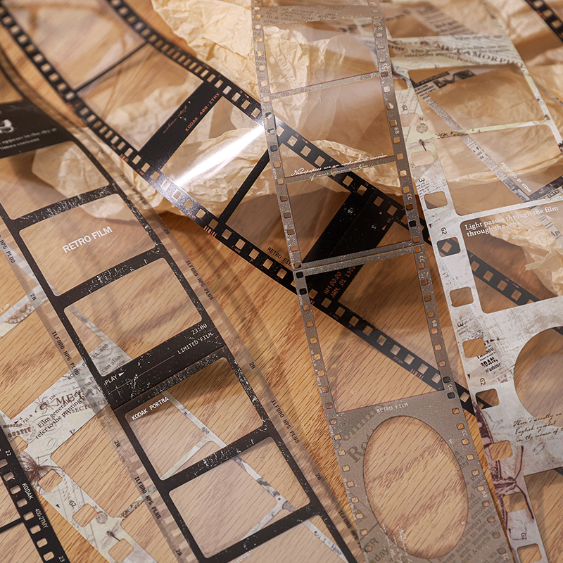 Yoofun 5/6 × 200 センチメートルレトロカメラフィルム PET テープステッカークリエイティブフィルムストリップマスキングテープカード作成スクラップブッキングジャーナリング