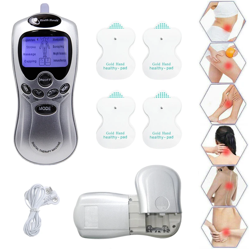 Massageador corporal elétrico modelo 8 com fonte de alimentação de bateria seca ajustável adequada para corpo inteiro equipado com 4 substituições de patch