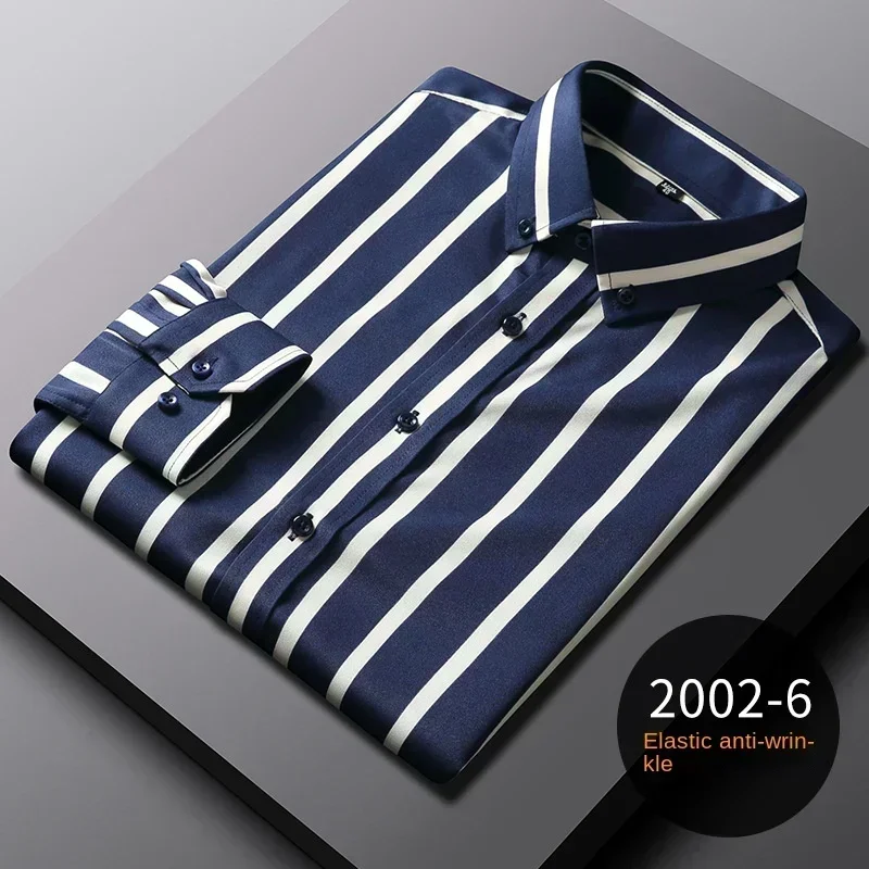 2024 neue mode lässig männer vertikal gestreiften hemd stretch hemd business temperament langarm hemd pastell button up hemd,