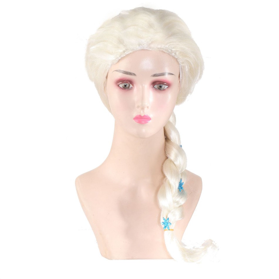 Prinzessin Mädchen Elsa Cosplay Perücke Nette Schnee Königin Dress Up Braid Elsa Haar Cosplay Perücken Halloween Karneval Purim Maskerade Party