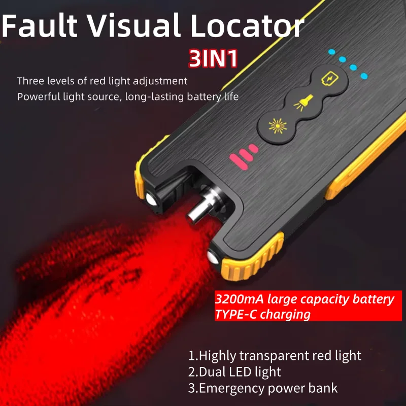 Probador de fibra óptica recargable, localizador visual de fallos 15MW, 30 MW, 50MW, soporte de batería grande de 3200mahSC, FC, ST, VFL Red Light Pen