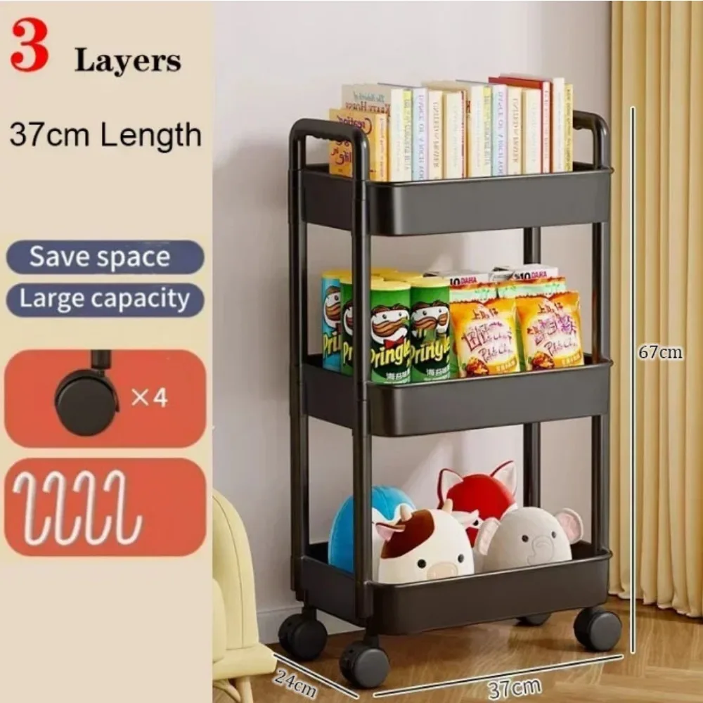 ครัวเรือน Multi-Layer รถเข็นขนาดเล็กชั้นเก็บจากพื้นห้องครัวห้องนอนห้องน้ํา Rack Storage Rack พร้อมล้อ