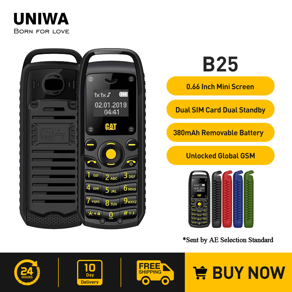 UNIWA Siêu Mini 0.66 Inch 2G Di Động B25 Không Dây Bluetooth Cầm Tay Giá Rẻ Tai Nghe Mở Khóa ĐTDĐ Dual SIM thẻ