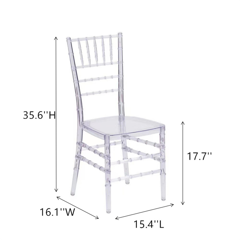 Transparenter Stuhl aus Acryl, Hochzeitsstuhl, abnehmbarer Chiavari-Hochzeitstag im Freien, Partysammlung in Hotelhaus oder Kirche