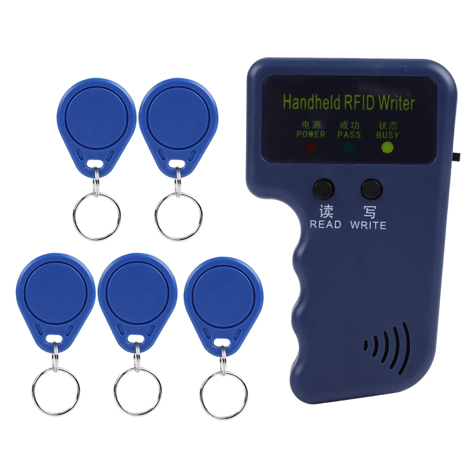 Duplicador de cartão de identificação rfid de 125khz, copiador portátil para cartão de identificação rfid de 125khz com 5 etiquetas, duplicador de cartão de identificação