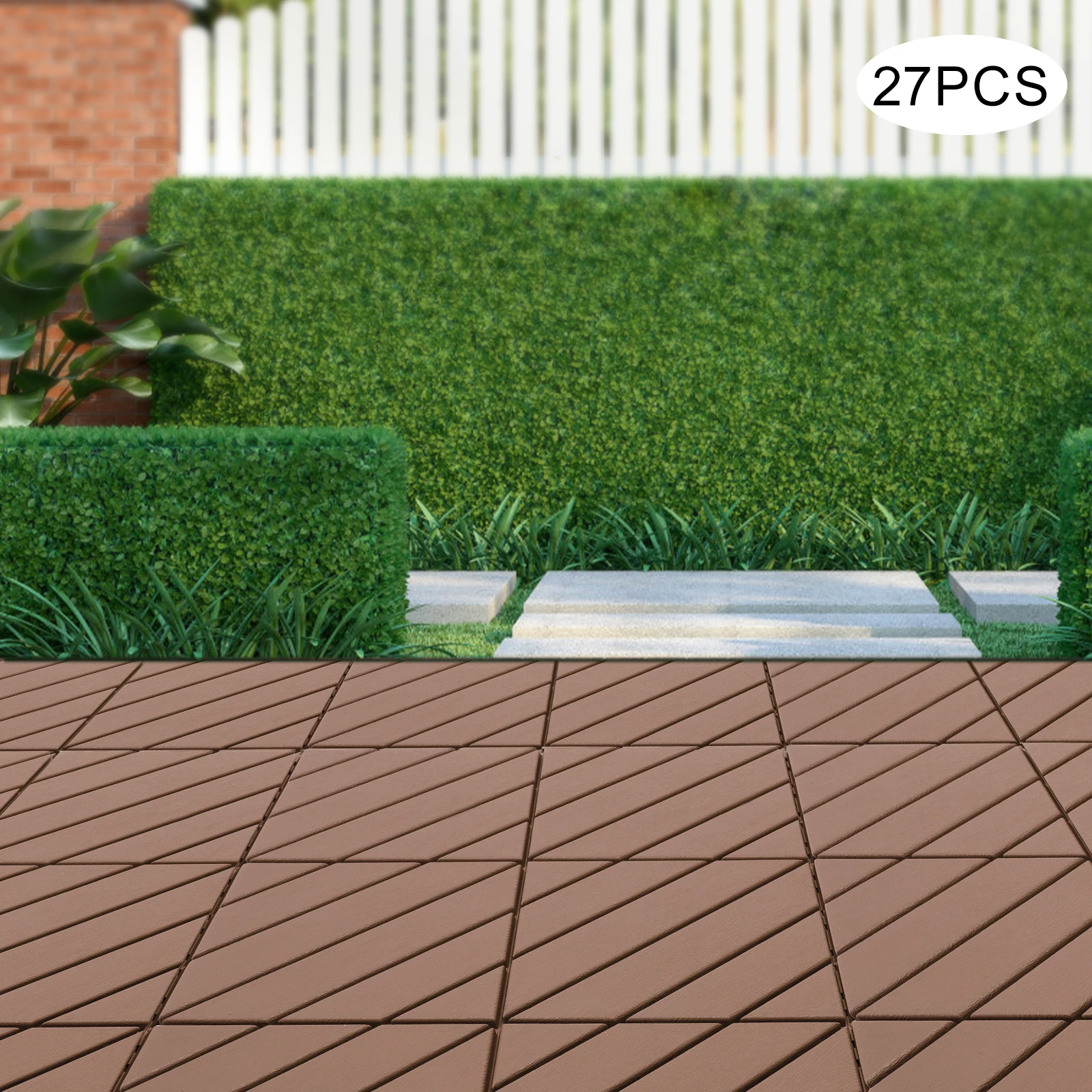 Plastic Interlocking Deck Tiles 27* Outdoor Patio Flooring 12"x12" Interlocking Decking Tile Outdoor Use Waterproof Patio Pavers