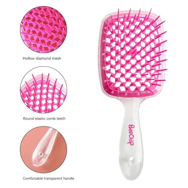 Peluquería, alisado del cabello, cepillo de pelo con recorte curvo en forma de panal, utilizado para peinar y masticar el peine del cuero cabelludo