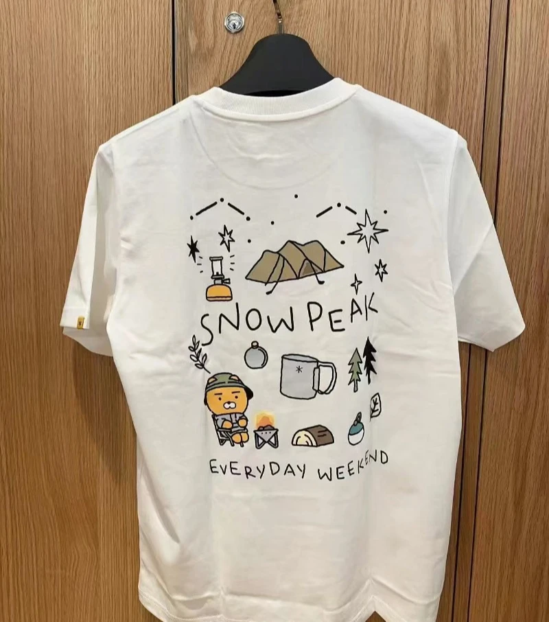KoreanTrendy Brand Summer New Print Outdoor Camping Leisure Short-sleeved T-shirt Pure Cotton Leisure Vacation Unisex