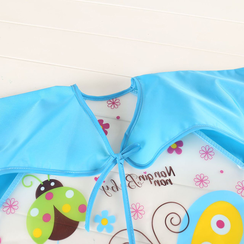 Bavaglino anti-sporco impermeabile in EVA per bambini da 0 a 3 anni Cappotto con cinturino a maniche lunghe Bavaglino morbido a prova di sporco Modello simpatico cartone animato Panni per ruttini