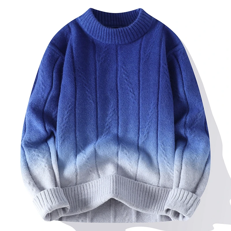Farblich passende Strickpullover für Herren/Herren, lockerer Rundhals-Langarmpullover, hochwertiger Herrenpullover, 4XL-M