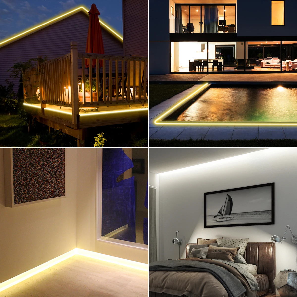 35M 30M 10M 5M 3M 110V 220V Super Bright COB LED Strip พร้อมสวิตช์ FOB LED เทปริบบิ้น EU US ปลั๊กไฟนีออนสําหรับสวนกลางแจ้ง