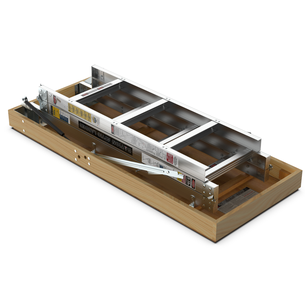 Household Aluminum Attic Ladder 25" x 54" ,350lbs Capacity, 7-10 ft Ceiling Height