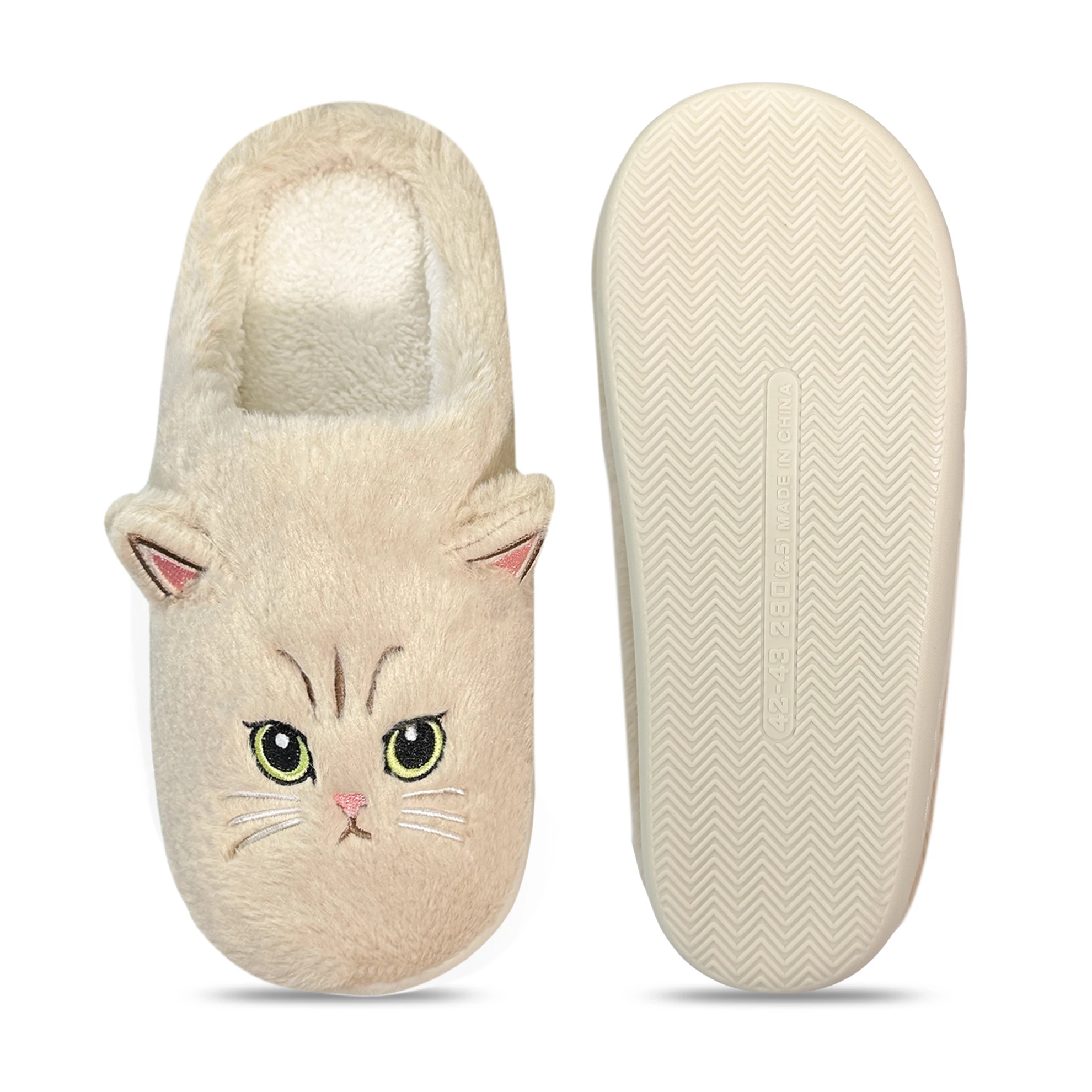Chinelos de pelúcia para casa, design fofo em forma de gato, presentes casuais para membros da família, casais, amantes de gatos, mulheres