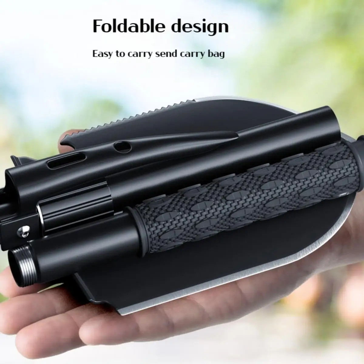 Pala plegable pequeña para acampar al aire libre, herramienta de supervivencia multifuncional para senderismo, pala portátil, 1 ud.