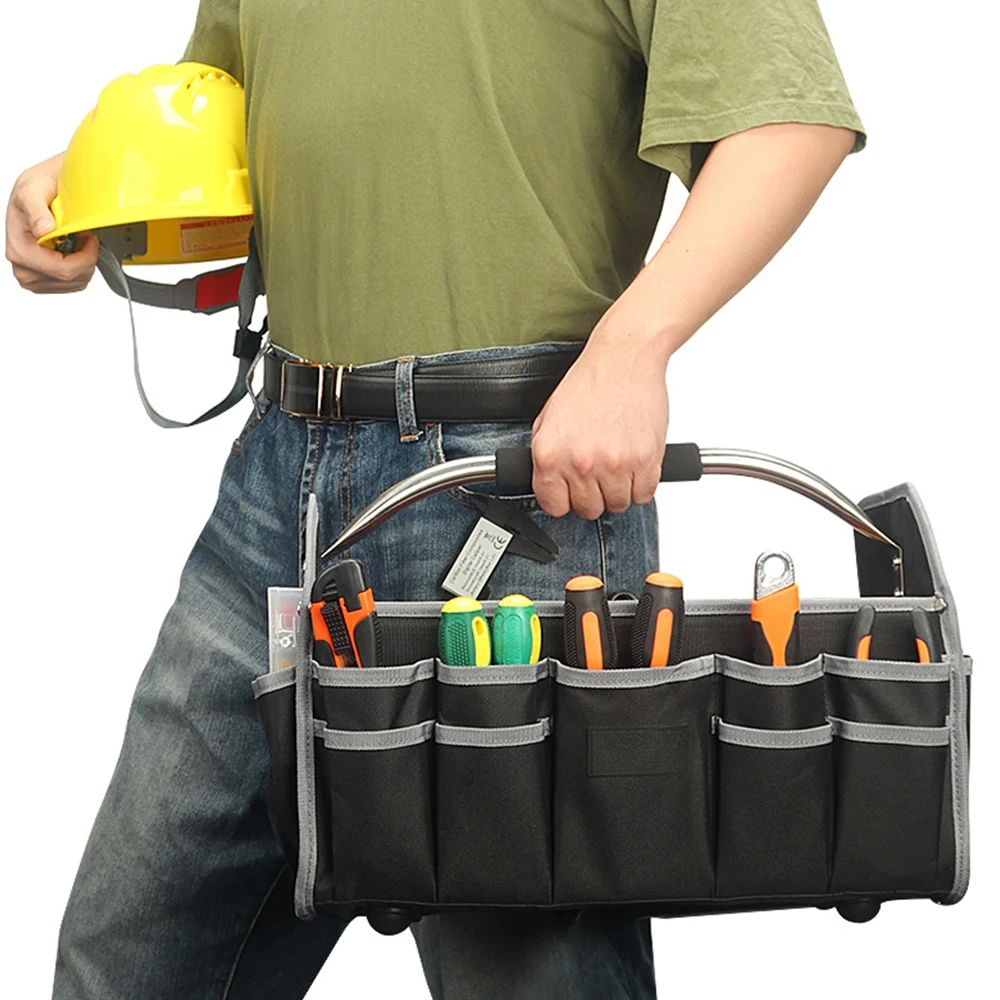 Thickened Canvas Electrician's Tool Bag - Multifunctional and Portable for Woodworkers Handbag Open Top Large Storage Toolbag