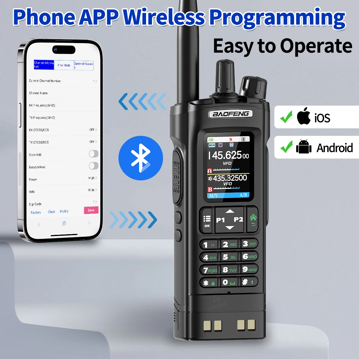 BAOFENG UV-32 Walkie Talkie 10 W GPS Long Range Multi Band Bluetooth Drahtlose Programmierung Frequenz Typ-c Tragbare Zwei-wege Radio