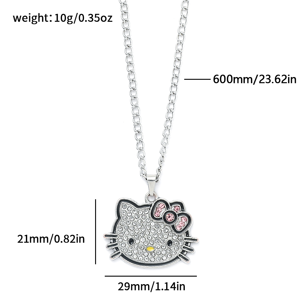 Collar de Hello Kitty Sanrio, capa de Color plateado brillante, cadena de clavícula para mujer, colgante elegante, regalo de joyería