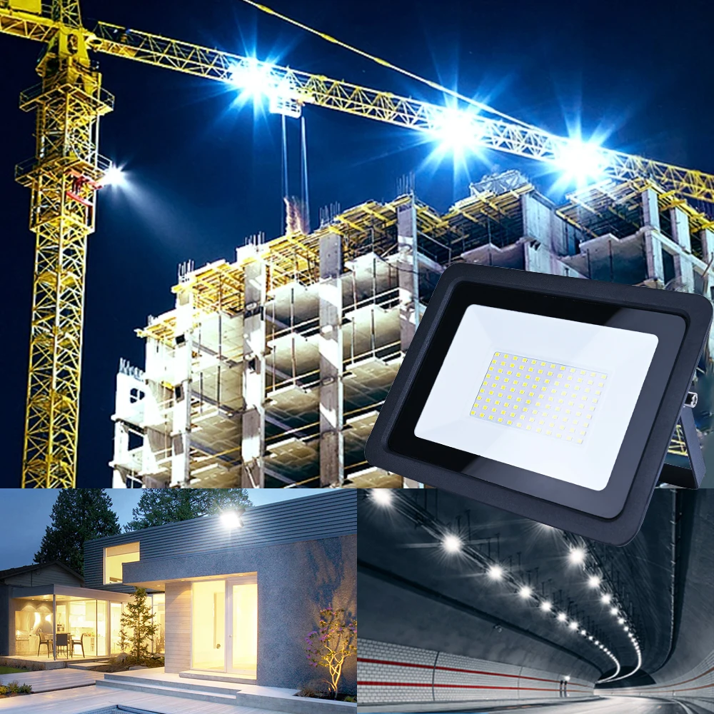 10W 20W 30W 50W 100W Dẫn Nhẹ Lũ Lụt Ánh Sáng AC220V Ngoài Trời IP68 Không Thấm Nước Đèn Pha Phản Xạ Vườn spotlight Foco Dẫn Bên Ngoài Bức Tường