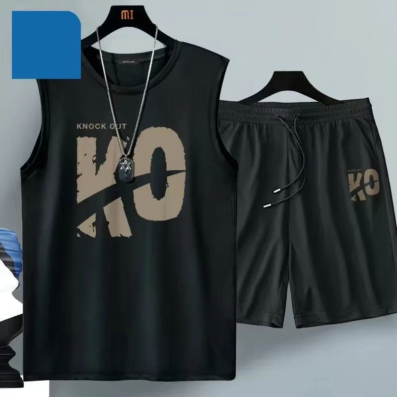 2024 sommer Männer Kleidung Harajuku Atmungs mode Sportswear Basketball anzug lässig kurzarm T-shirt + shorts 2 stück