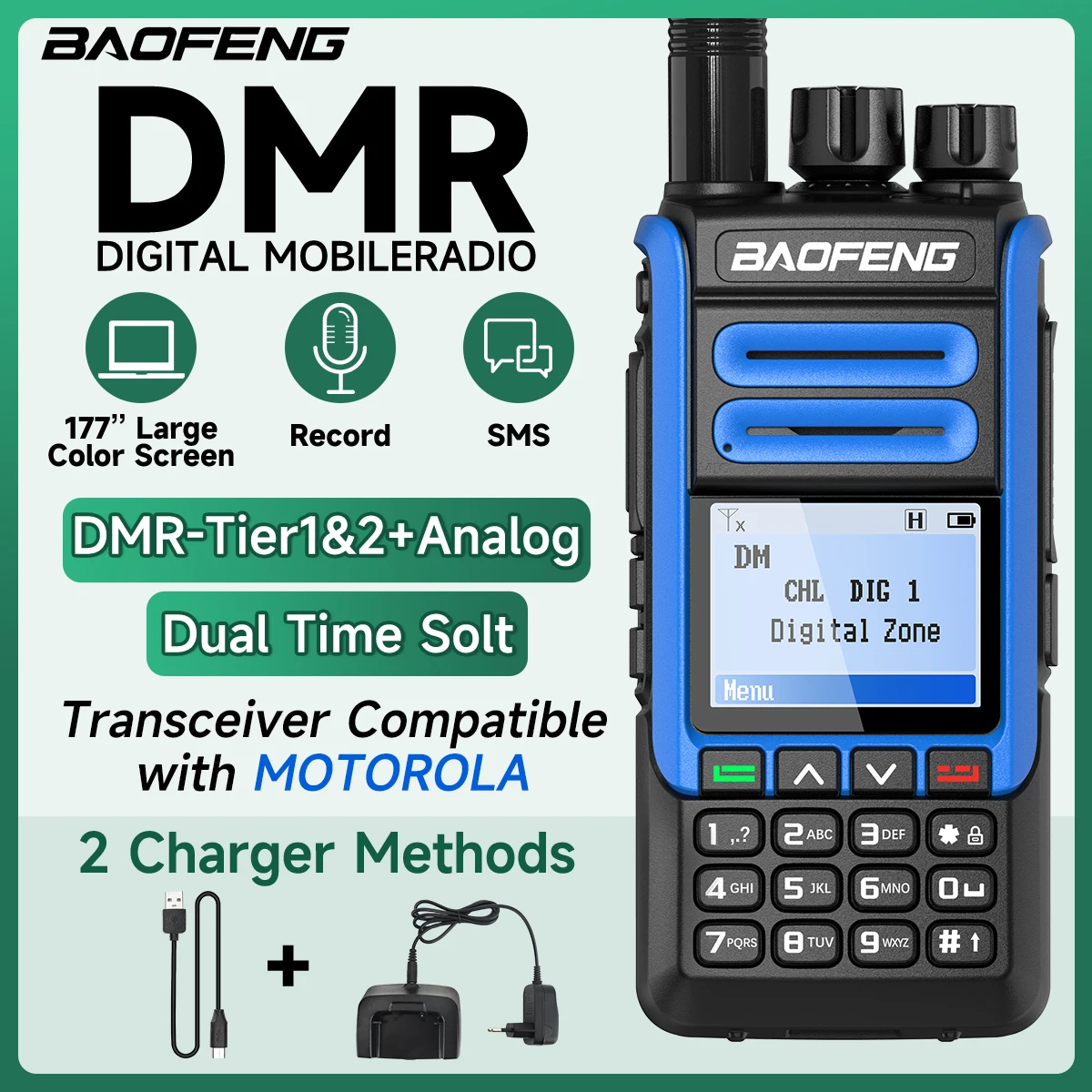 BAOFENG DR-1802U DMR Digital Walkie Talkie Dual Mode Analog Dual Time Slot Tier 1+2 Amateurfunk Zweiwegradio