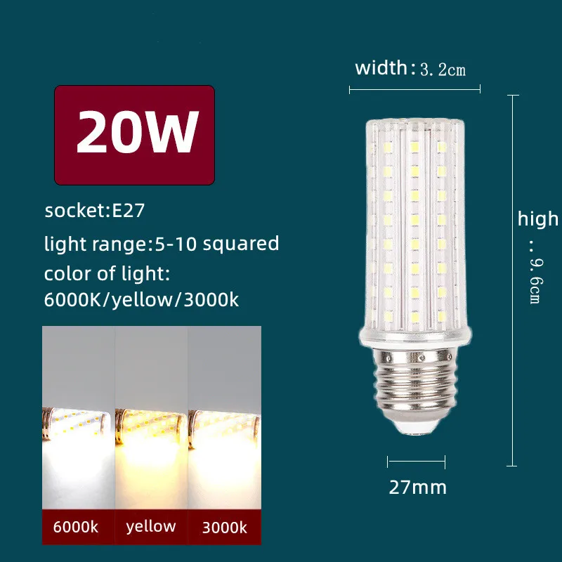 E27 หลอดไฟ LED ข้าวโพด AC85-265V E14 ไฟ LED 10W 20W 24W ห้องนั่งเล่นห้องนอนโคมไฟตกแต่ง 220V หลอดไฟบ้านอุปกรณ์ 110V