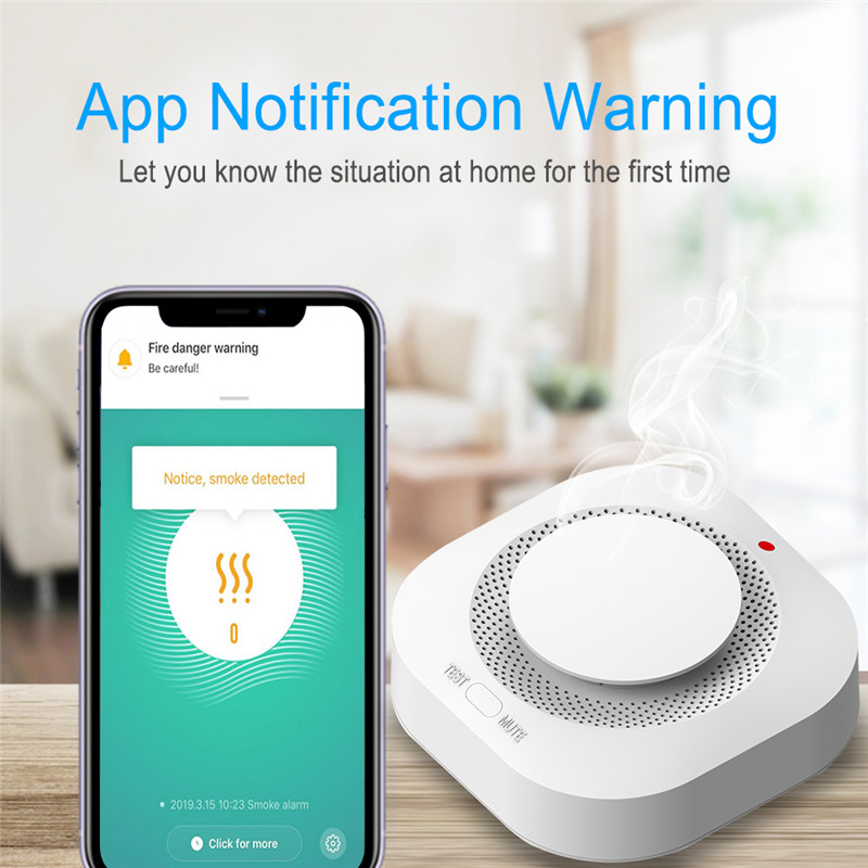 TAIBOAN WiFi Smoke Detector Smart APP Control Wireless Fire Smoke Sound Alarm Sensor Home Security for TUYA Smart Life