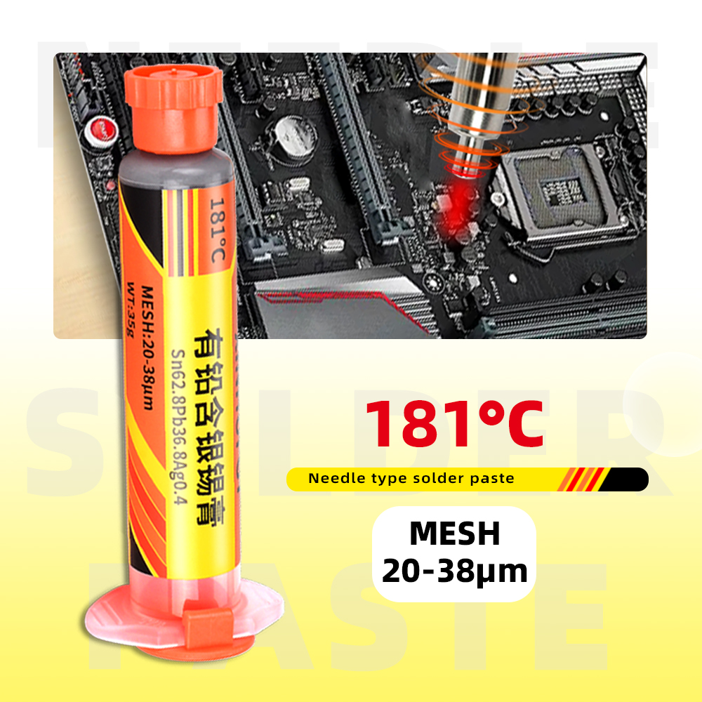 Lead-containing and 181-degree silver-bearing solder paste for syringe soldering, applied in SMT (Surface Mount Technology) chip