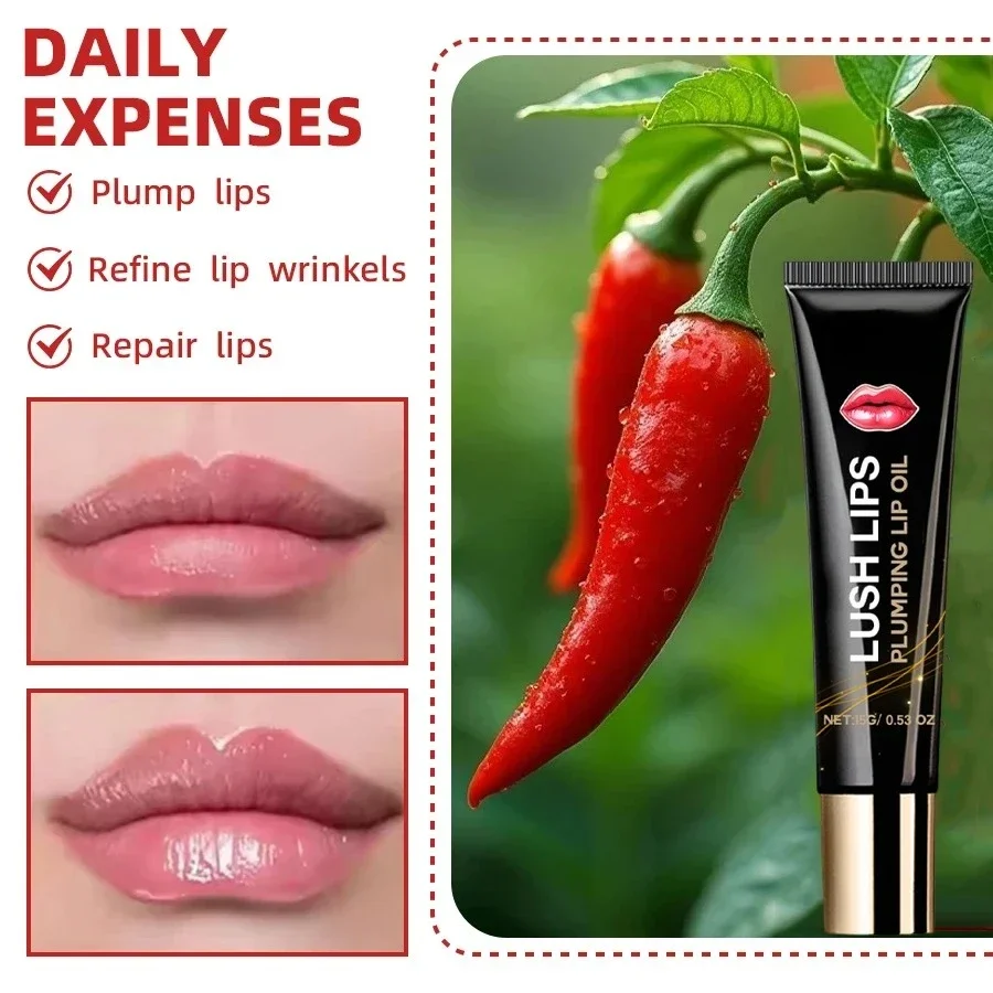 Aceite regordete de labios voluminizador al instante aumenta la elasticidad de los labios hidrata de larga duración brillo regordete de labios maquillaje de belleza Sexy