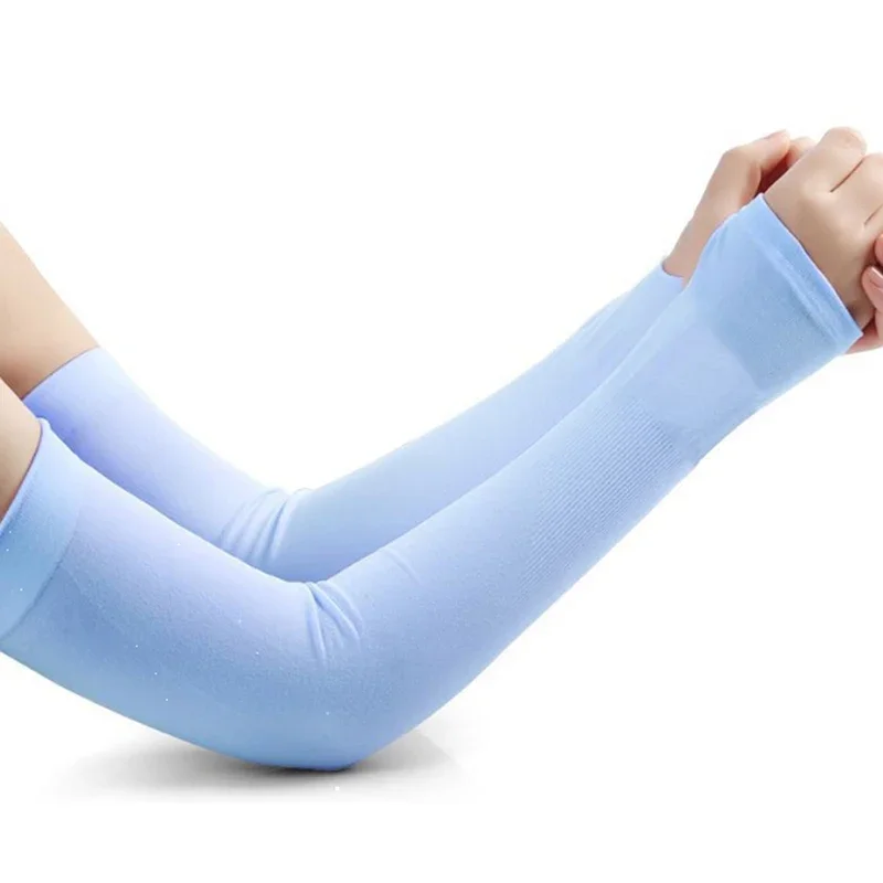 Manga de seda de hielo protector solar manguito mangas de brazo Uv sol protección antideslizante verano UPF50 hombres mujeres guantes cubierta de brazo al aire libre