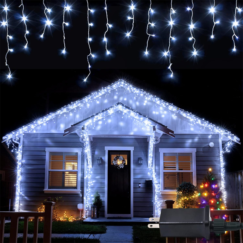 Luci natalizie Luci da esterno per tende a ghiacciolo a led 4m 20m Luci da fata per ghirlanda stradale per ornamenti natalizi di Capodanno