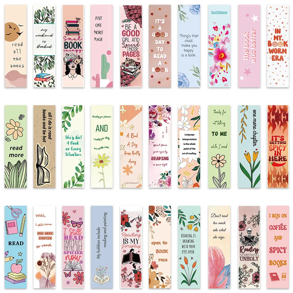 30 Uds. Marcapáginas de papel de libro de lectura de dibujos animados estéticos DIY estudiantes lectores marcador de página biblioteca marcado de página de oficina