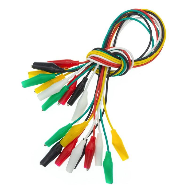 10 Uds pinzas de cocodrilo cables de prueba eléctricos DIY pinzas de cocodrilo de doble punta Clip de cucaracha cable de puente de prueba