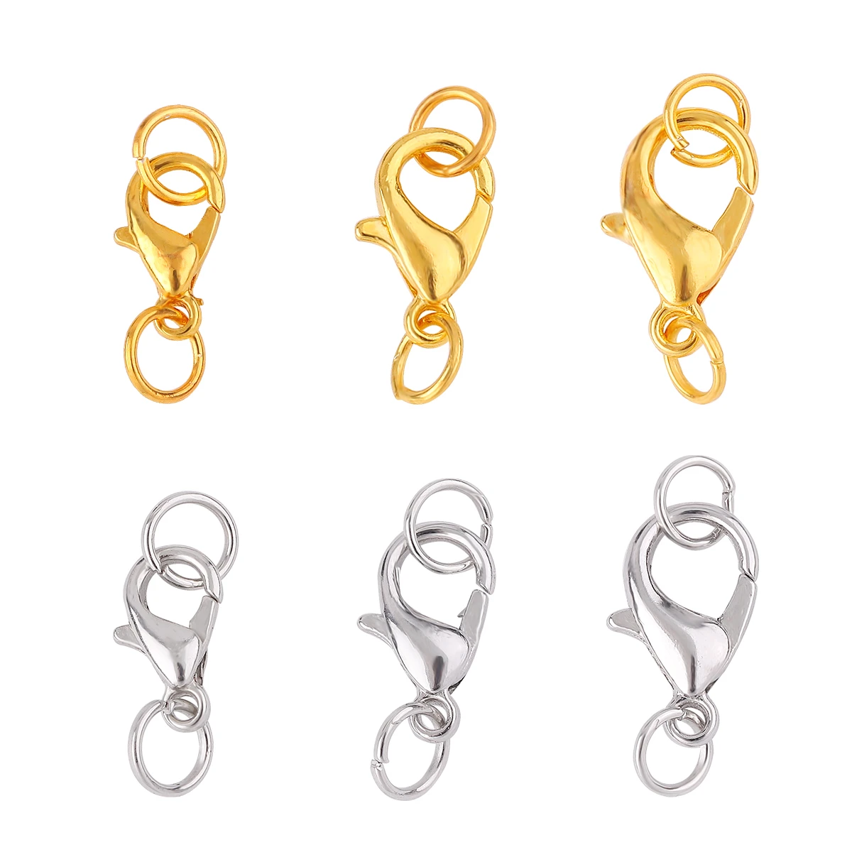 10 ชุดสแตนเลสสตีลกุ้งก้ามกราม Clasp แหวนกระโดดตัวเชื่อมต่อสําหรับสร้อยข้อมือสร้อยคอโซ่เครื่องประดับ DIY ทํา 10/12/14 มม.