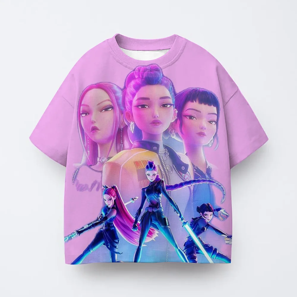 幼児女の子服 Kpop 悪魔ハンター漫画 Tシャツファンへの面白いギフト原宿クールキッズ Tシャツ綿夏トップス
