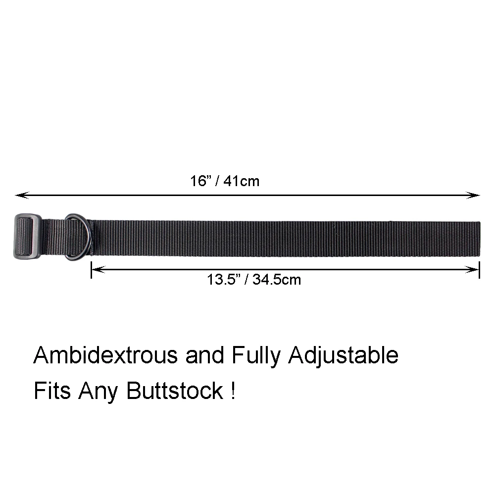 Outdoor ButtStock Sling Gun Sling Loop Adapter Adjustable Nylon Shoulder Strap with D Ring EDC Belt Attachment for Hunting