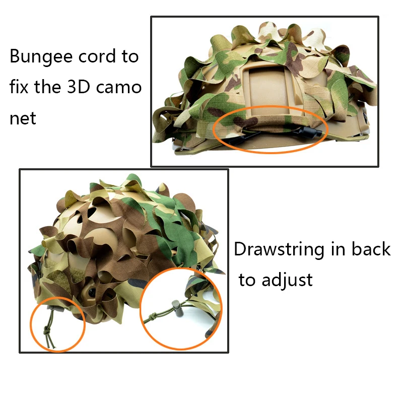 3D Camo Net Airsoft Helm Abdeckung Laser Cut Nylon Kordelzug Helm Scrim CS Wargame Paintball Fallschirmjäger Jagd Zubehör