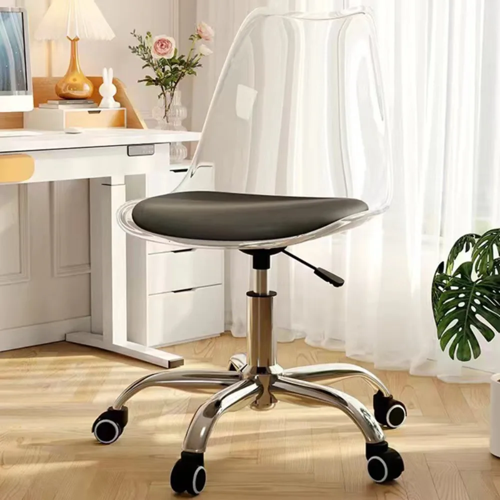 Rotating Computer Chair Office Acrylic Adjustable Movable Swivel Chair Home Bedroom Desks Chairs Household Supplies Anti Slip