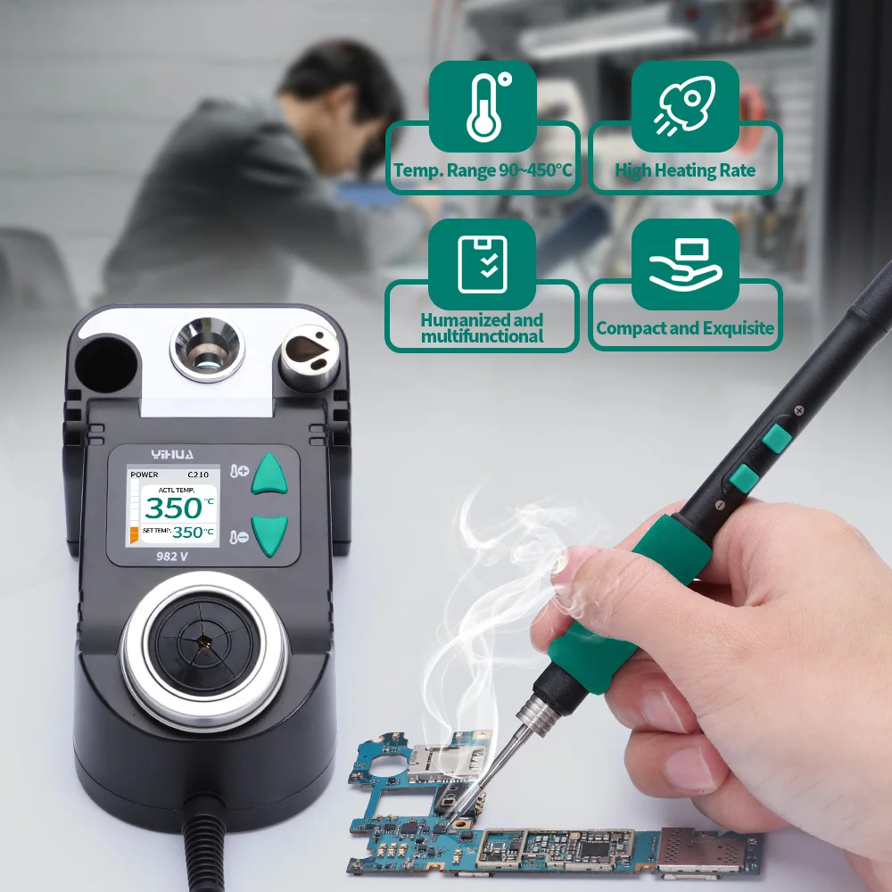 YIHUA 982-V Precision Solder Station with Fast Heating Micro Fine Tip C210 Soldering Iron Remote Control Handle