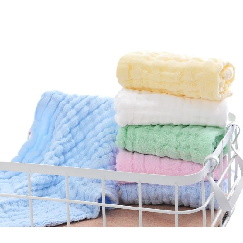 5pcs 100% Cotton Gauze Baby Towels 30*30cm Square Soft Solid Color Newborn Infant Wash Face Hand Bathing Towel Bibs Handkerchief