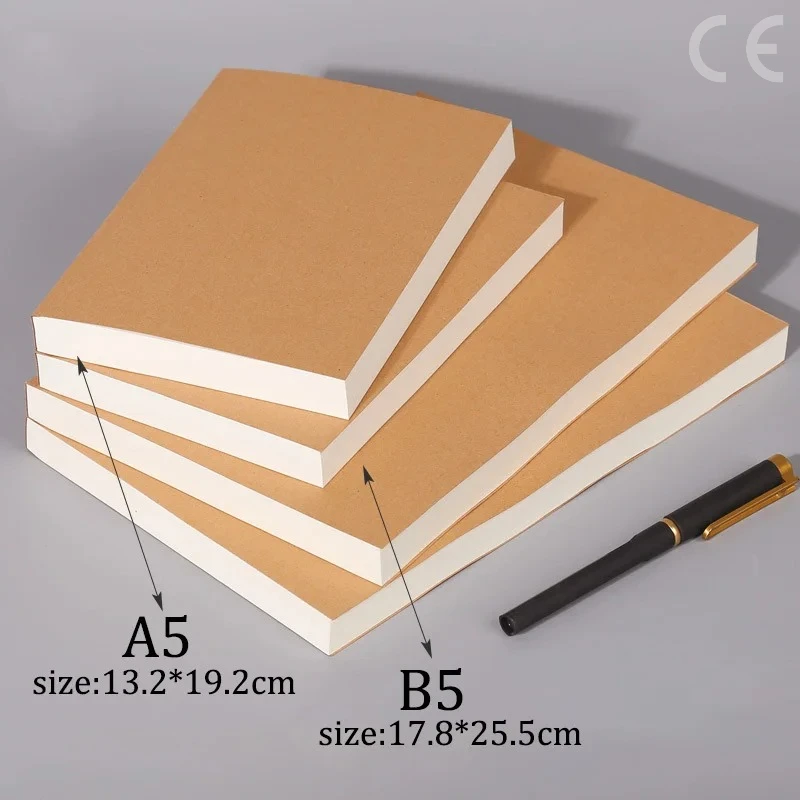 A5/B5 โน้ตบุ๊คหนา 100 และ 200 แผ่น/หนังสือ,คราฟท์ DIY ปก,วารสารเปล่า,หนังสือร่าง,สำนักงานศึกษาเครื่องเขียน CS-076