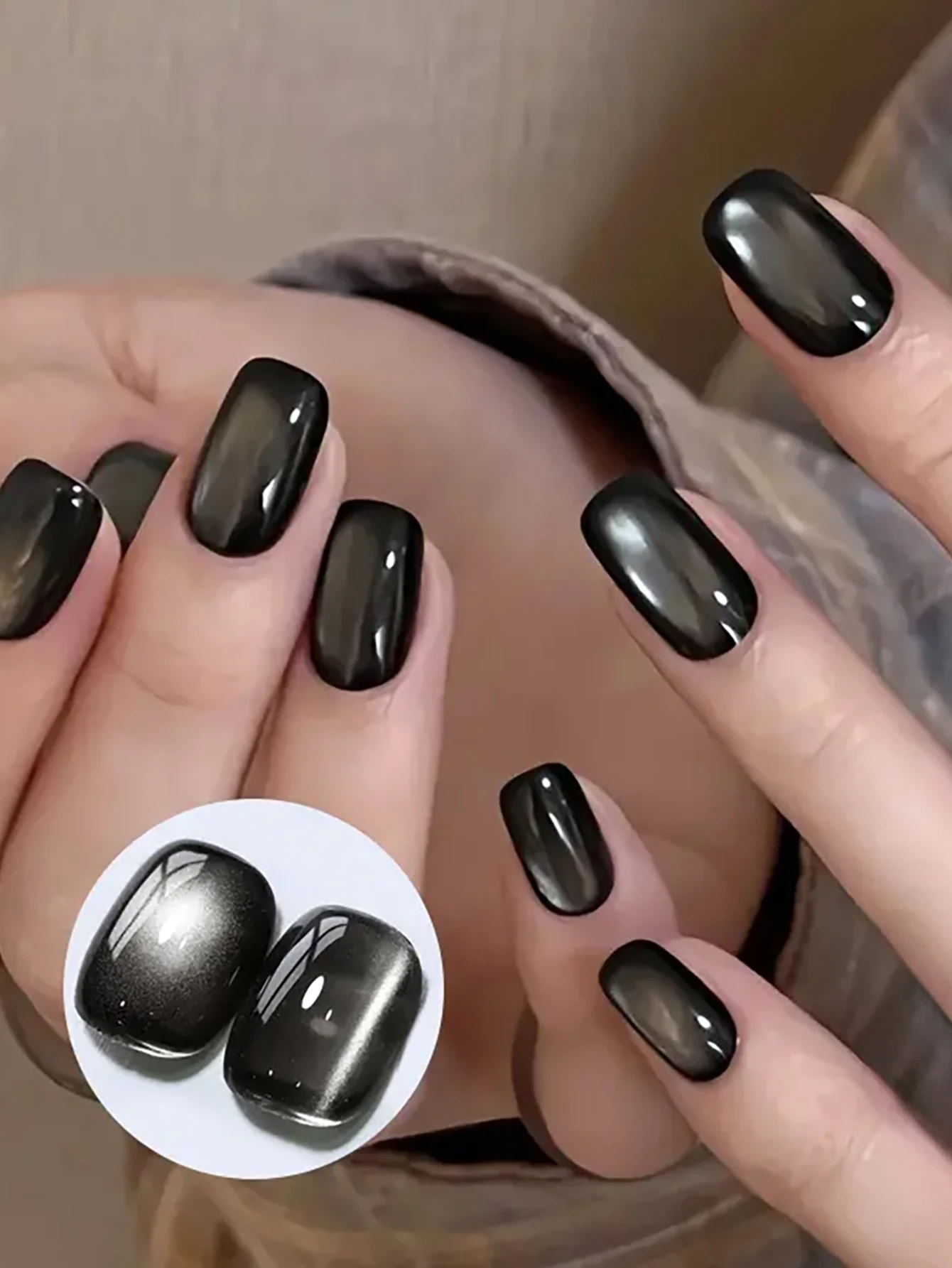 1-24 Uds WS Otoño Invierno uñas Popular negro ojo de gato Gel esmalte de uñas de moda Flash cuentas de vidrio ojo de gato salón de uñas arte de uñas