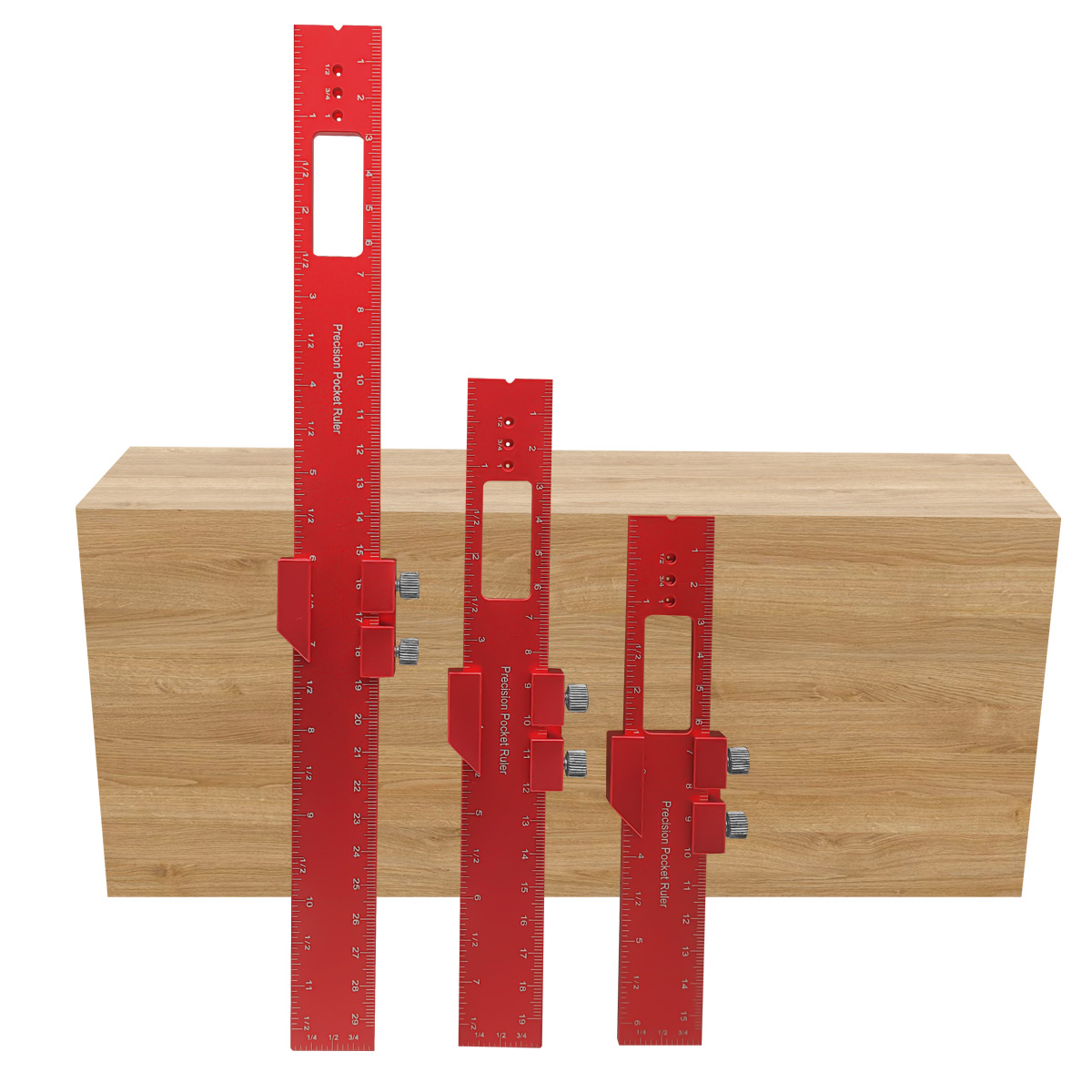 Precision Pocket Ruler T-Type Scribing Ruler Carpenty Square T Track Ruler Inch and Metric Measuring Marking Ruler W/ Slide Stop