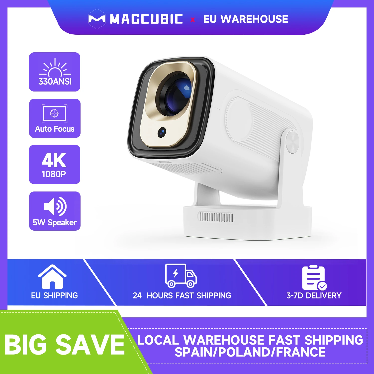 Magcubic hy310 android 11 projetor 4k nativo 1080p foco automático nativo 330ansi duplo wifi bt5.4 air mouse voz casa filme ao ar livre