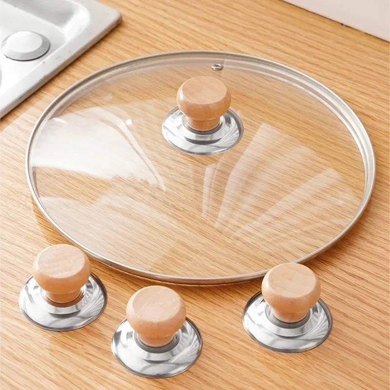 Tapas universales para perillas de olla Lib, cubiertas de tapa de sartén de cocina resistentes al calor de madera, mango de elevación de repuesto, utensilios de cocina