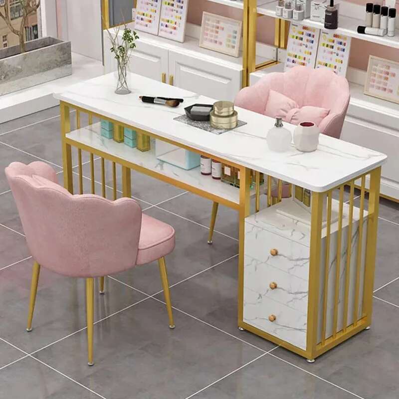 European Fashion Ins Table And Chair Set Double Manicure Furniture Professional Beauty Salon Nail Tables B