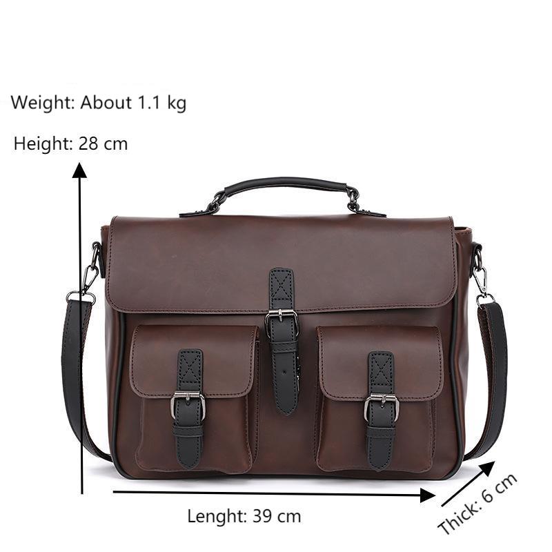 Bolso de hombro informal para hombre, Caballo loco de cuero de bandolera, gran capacidad, maletines de negocios